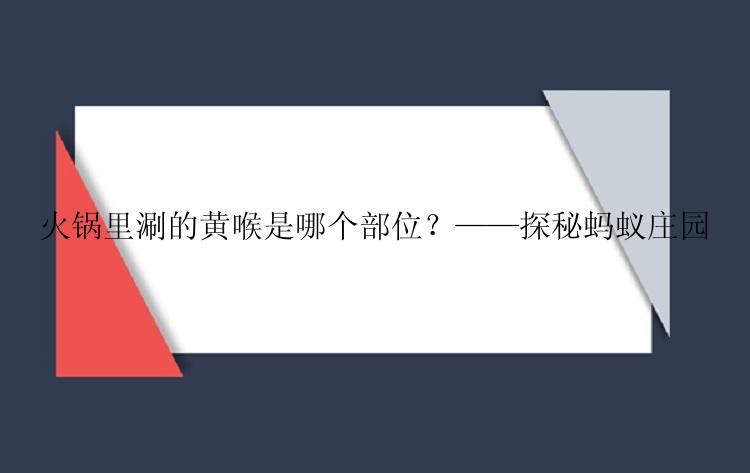 火锅里涮的黄喉是哪个部位？——探秘蚂蚁庄园