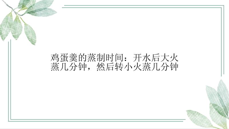 鸡蛋羹的蒸制时间：开水后大火蒸几分钟，然后转小火蒸几分钟