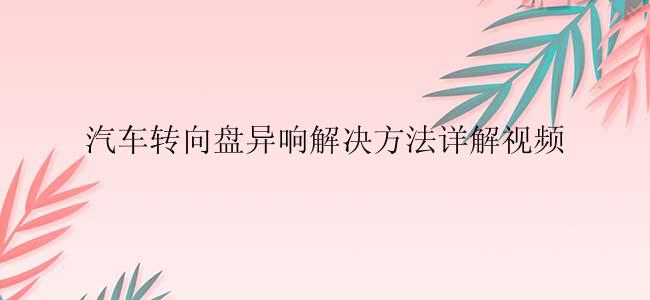 汽车转向盘异响解决方法详解视频