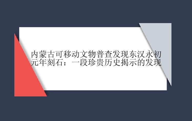 内蒙古可移动文物普查发现东汉永初元年刻石：一段珍贵历史揭示的发现