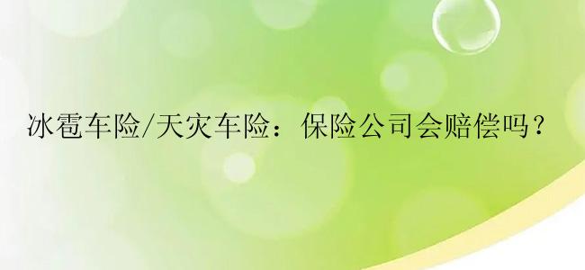 冰雹车险/天灾车险：保险公司会赔偿吗？