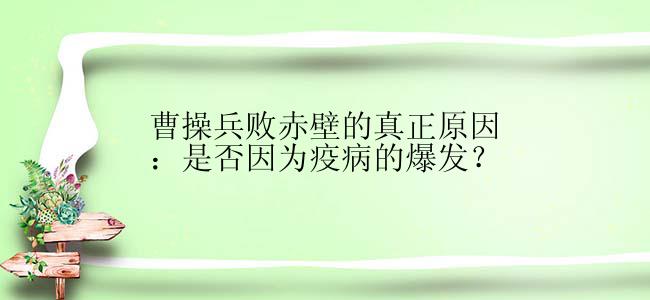 曹操兵败赤壁的真正原因：是否因为疫病的爆发？