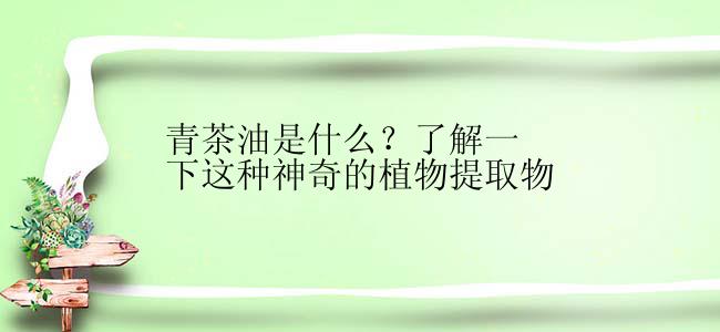 青茶油是什么？了解一下这种神奇的植物提取物