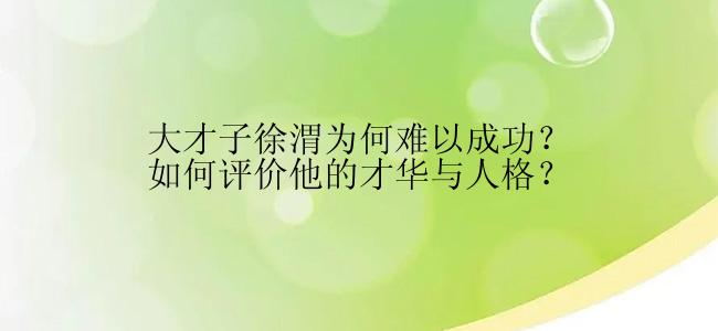 大才子徐渭为何难以成功？如何评价他的才华与人格？