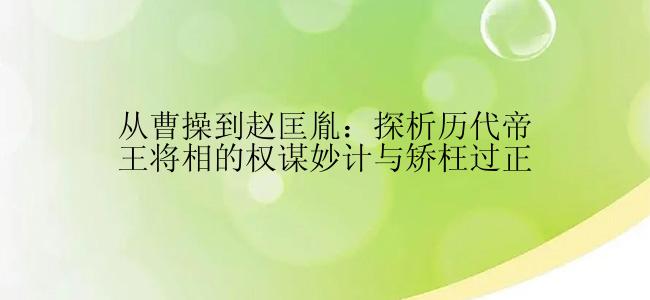 从曹操到赵匡胤：探析历代帝王将相的权谋妙计与矫枉过正