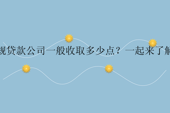 正规贷款公司一般收取多少点？一起来了解一下