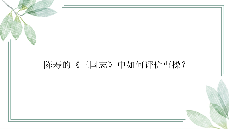 陈寿的《三国志》中如何评价曹操？