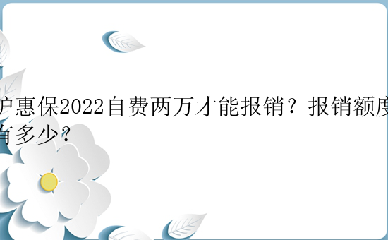 沪惠保2022自费两万才能报销？报销额度有多少？