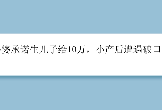 婆婆承诺生儿子给10万，小产后遭遇破口大骂