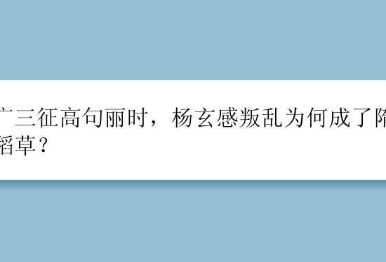 杨广三征高句丽时，杨玄感叛乱为何成了隋朝的稻草？