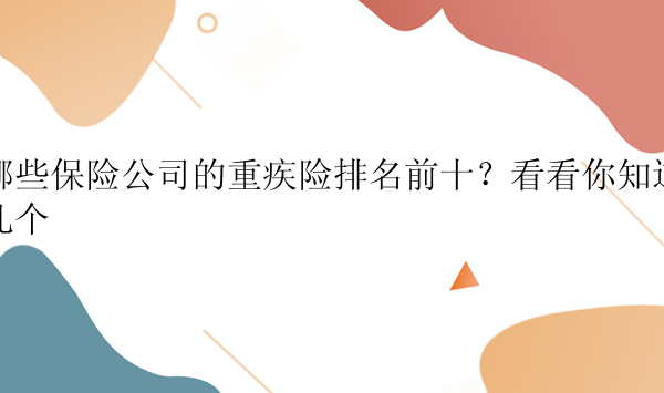 哪些保险公司的重疾险排名前十？看看你知道几个