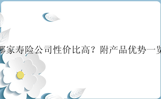 哪家寿险公司性价比高？附产品优势一览