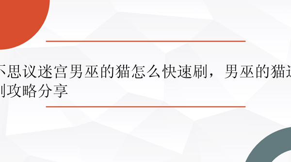 不思议迷宫男巫的猫怎么快速刷，男巫的猫速刷攻略分享