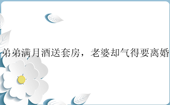 弟弟满月酒送套房，老婆却气得要离婚