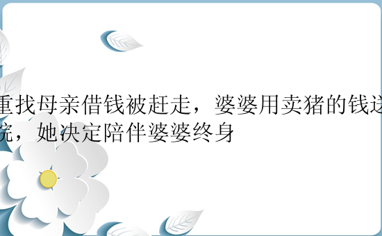 病重找母亲借钱被赶走，婆婆用卖猪的钱送她住院，她决定陪伴婆婆终身