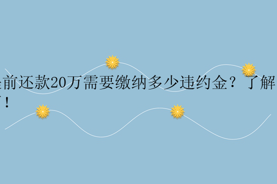 提前还款20万需要缴纳多少违约金？了解一下！