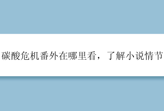 碳酸危机番外在哪里看，了解小说情节