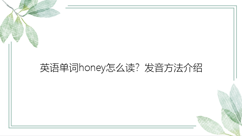 英语单词honey怎么读？发音方法介绍