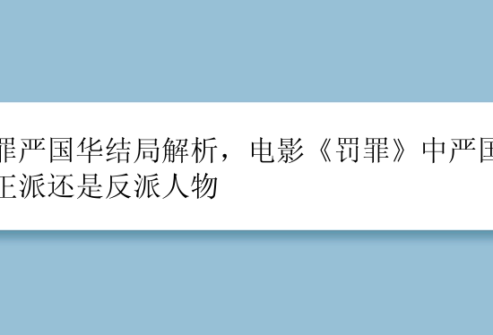 罚罪严国华结局解析，电影《罚罪》中严国华是正派还是反派人物