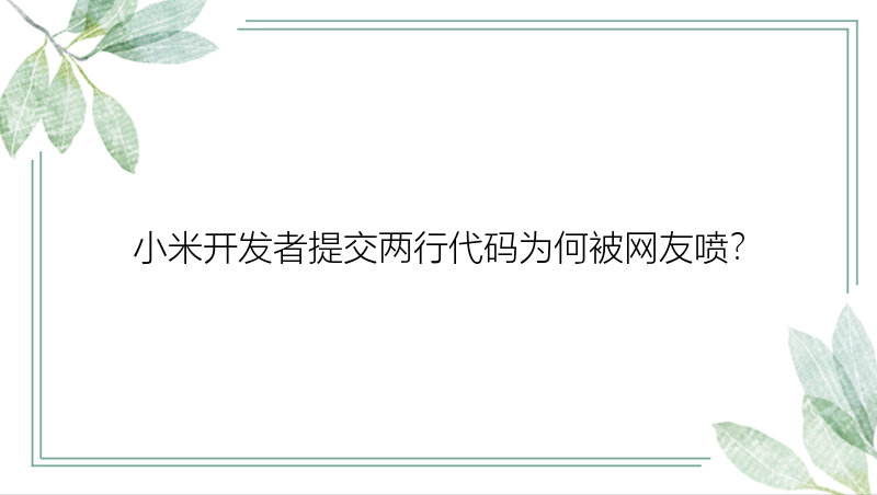 小米开发者提交两行代码为何被网友喷？