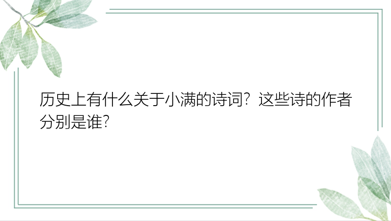 历史上有什么关于小满的诗词？这些诗的作者分别是谁？