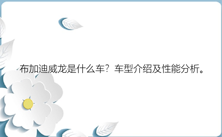 布加迪威龙是什么车？车型介绍及性能分析。