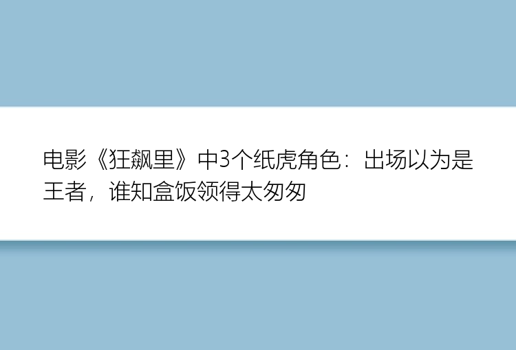 电影《狂飙里》中3个纸虎角色：出场以为是王者，谁知盒饭领得太匆匆