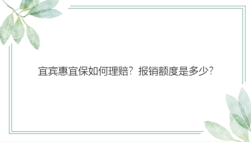 宜宾惠宜保如何理赔？报销额度是多少？