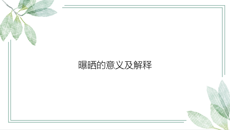 曝晒的意义及解释