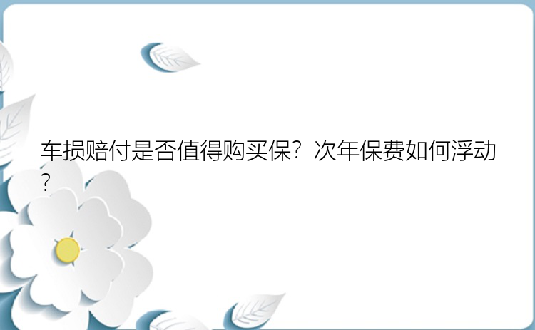 车损赔付是否值得购买保？次年保费如何浮动？