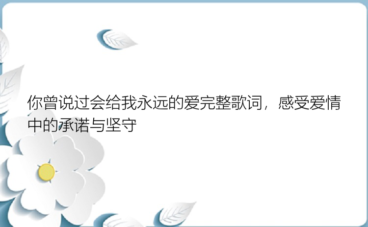 你曾说过会给我永远的爱完整歌词，感受爱情中的承诺与坚守