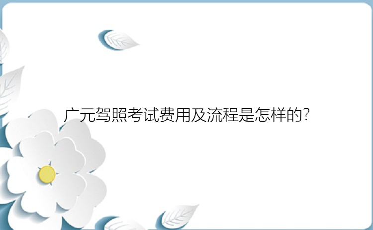 广元驾照考试费用及流程是怎样的？