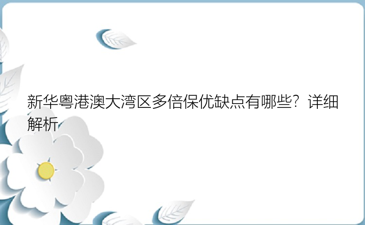 新华粤港澳大湾区多倍保优缺点有哪些？详细解析