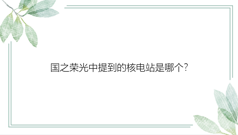 国之荣光中提到的核电站是哪个？