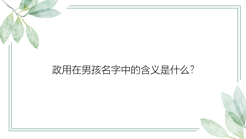 政用在男孩名字中的含义是什么？