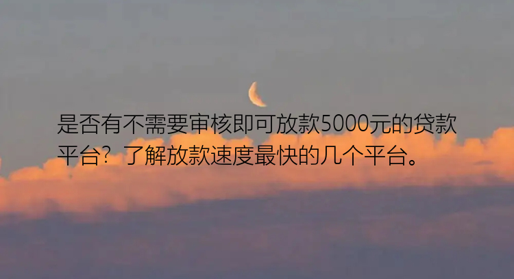 是否有不需要审核即可放款5000元的贷款平台？了解放款速度最快的几个平台。