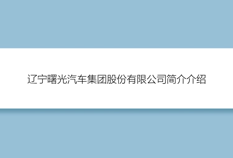 辽宁曙光汽车集团股份有限公司简介介绍