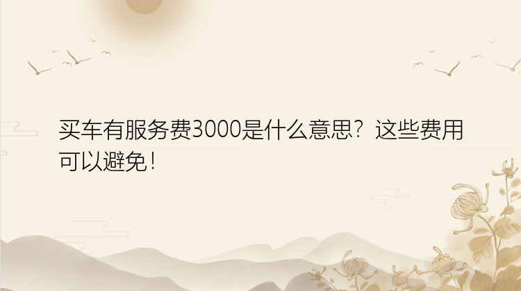 买车有服务费3000是什么意思？这些费用可以避免！