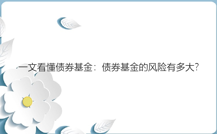 一文看懂债券基金：债券基金的风险有多大？