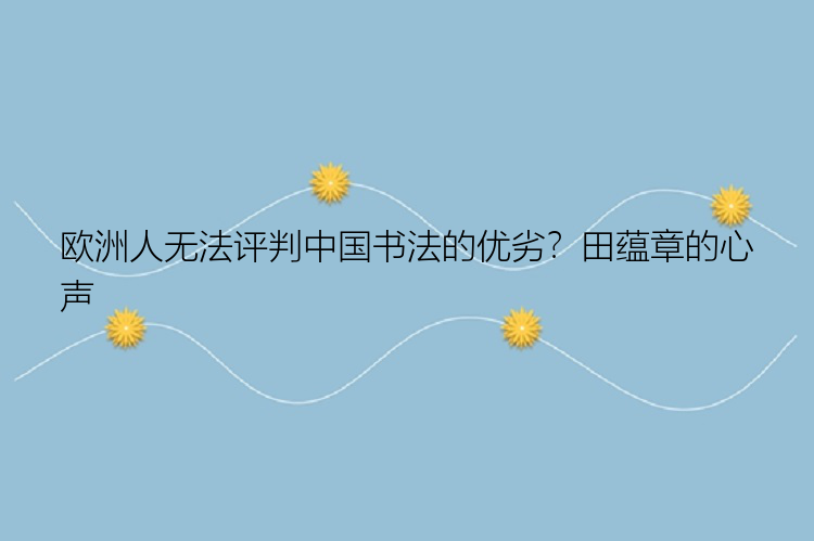 欧洲人无法评判中国书法的优劣？田蕴章的心声