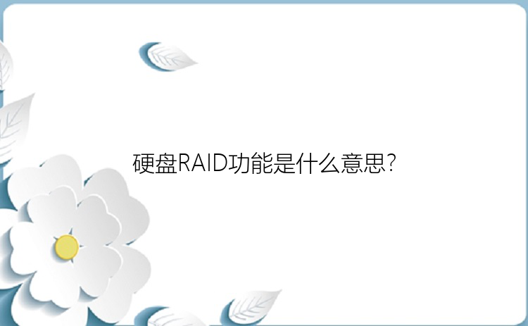 硬盘RAID功能是什么意思？