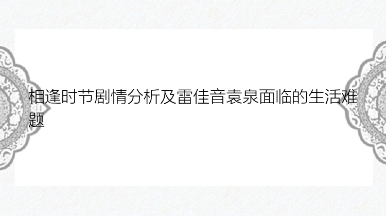 相逢时节剧情分析及雷佳音袁泉面临的生活难题