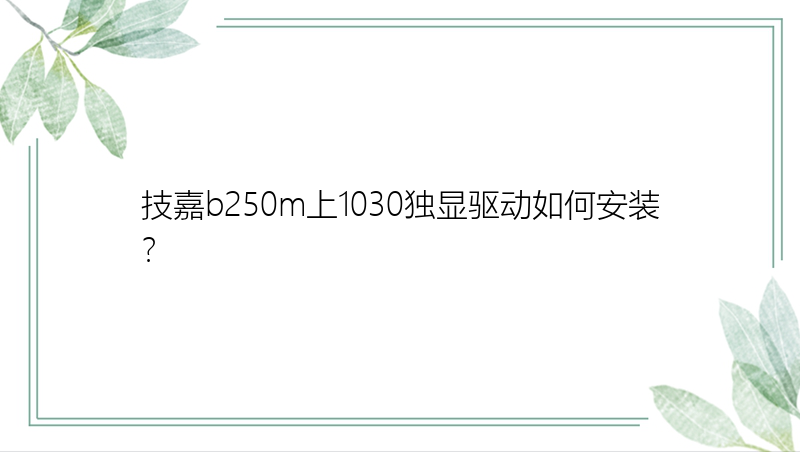 技嘉b250m上1030独显驱动如何安装？