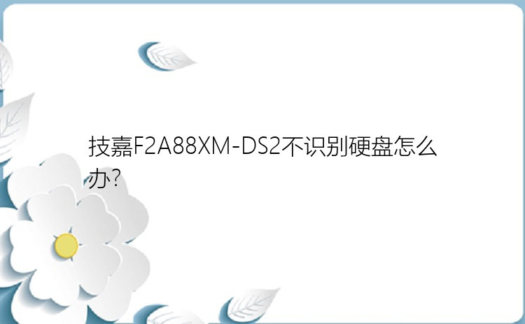 技嘉F2A88XM-DS2不识别硬盘怎么办？