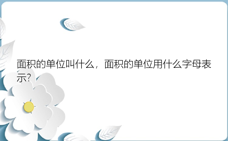 面积的单位叫什么，面积的单位用什么字母表示？