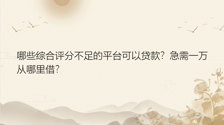 哪些综合评分不足的平台可以贷款？急需一万从哪里借？