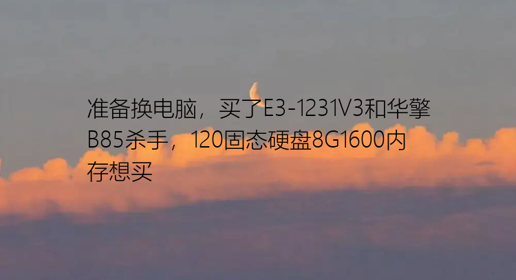 准备换电脑，买了E3-1231V3和华擎B85杀手，120固态硬盘8G1600内存想买