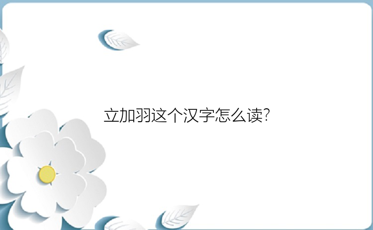 立加羽这个汉字怎么读？