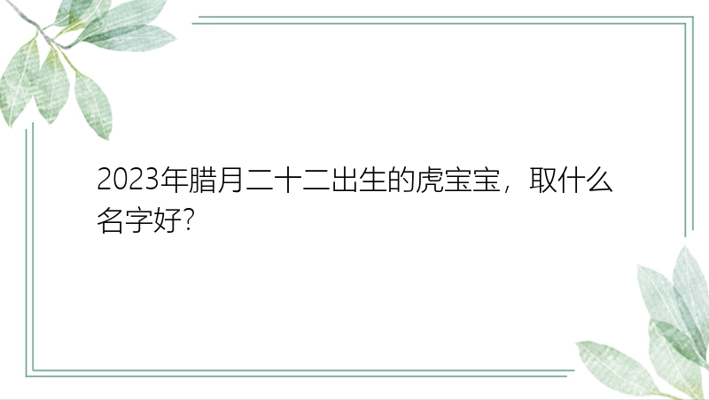 2023年腊月二十二出生的虎宝宝，取什么名字好？