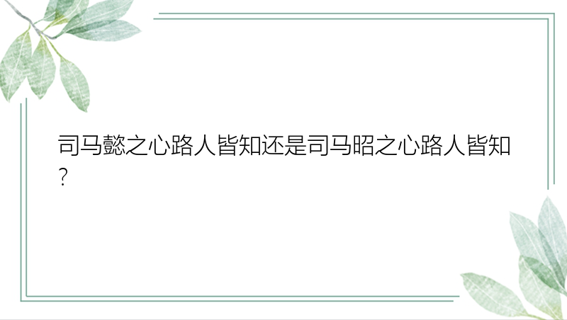 司马懿之心路人皆知还是司马昭之心路人皆知？